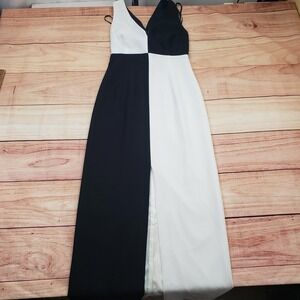 Ever Beauty Dress Womens 4 Black White Sleeveless Colorblock Formal Evening Gown